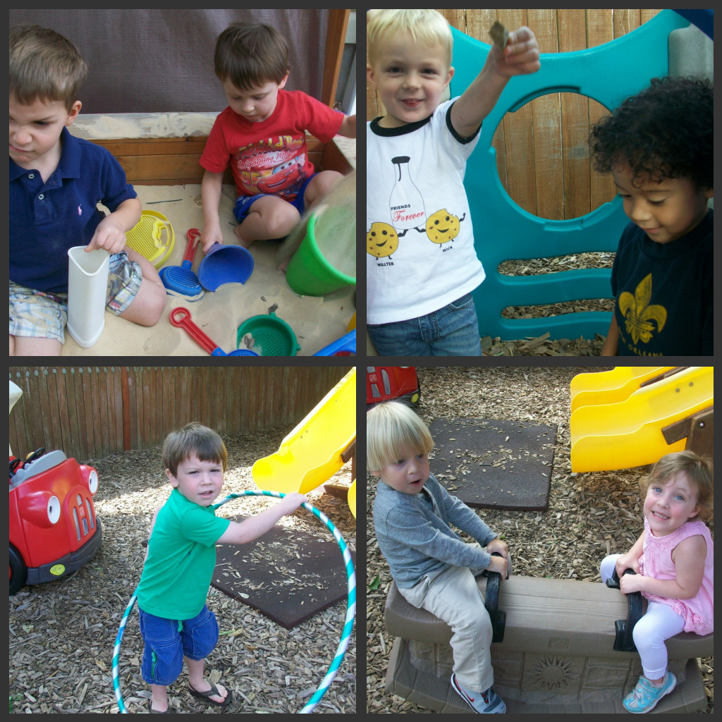 Outside time is a great time to build friendships and challenge gross motor skills