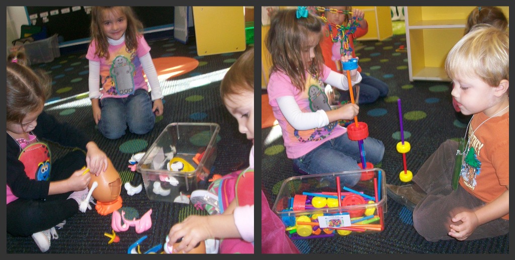 The manipulatives center has lots of different shapes to use!